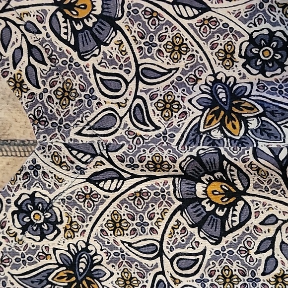 Pure Jill -J Jill Blue Floral Printed V Neck 3/4 Sleeve Tee 100% Cotton - L - Picture 5 of 5